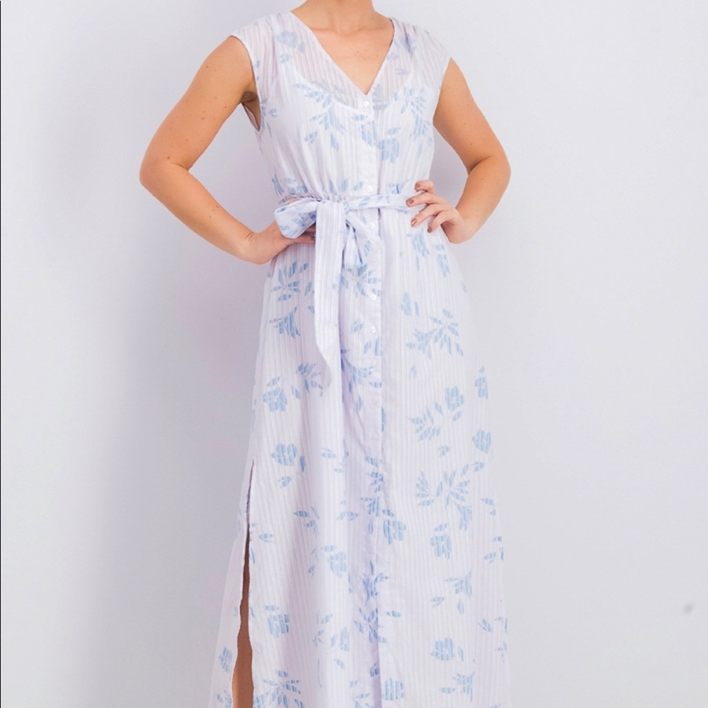 Draper James White Maxi Dress with Light Blue Floral Print - Picture 4 of 10